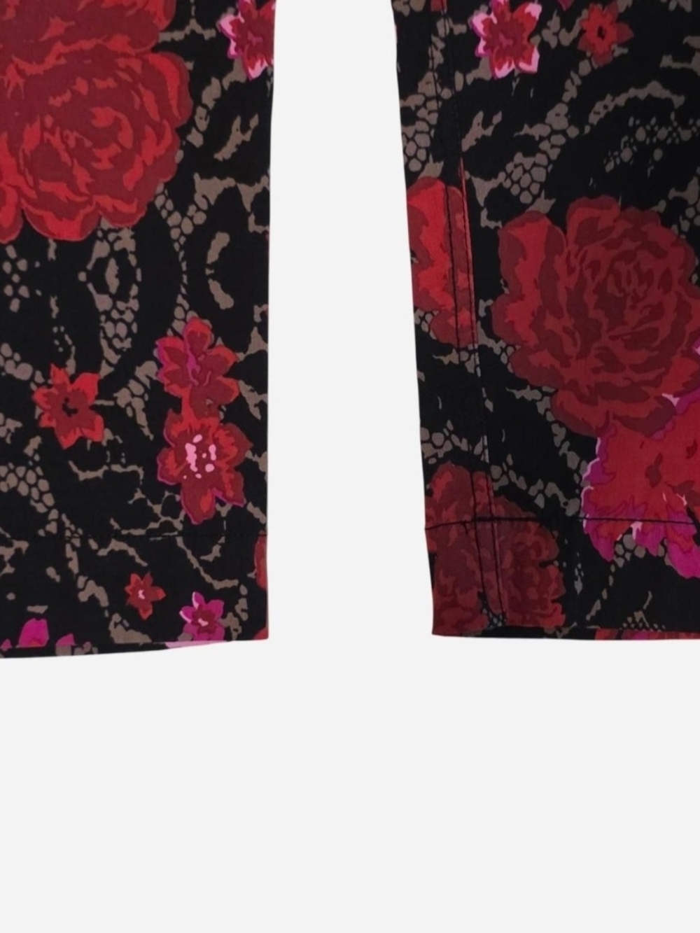 Venus Red/Black/Pink Floral & Lace Print Leggings Size L Stretchy Flattering - Picture 5 of 9